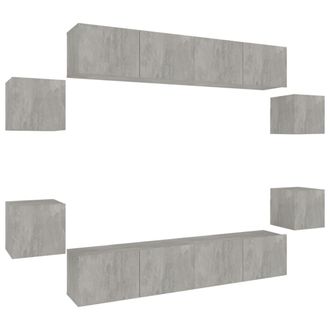 vidaXL Set De Muebles De Tv 8 Pzas Madera Contrachapada Gris Hormig&oacute;n Vidaxl