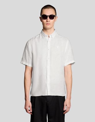 Lyle & Scott Lyle And Scott Mens Short Sleeve Linen Shirt - White - Size: 40/Regular