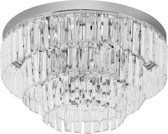 HOMCOM Round Crystal Ceiling Lamp 7 Lights Chandelier Mounted Fixture For Living Room Dining Room Hallway Modern | TJ Hughes