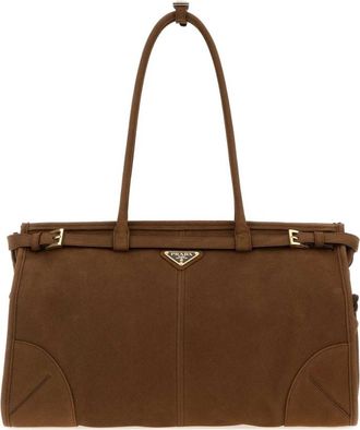Prada Brown Logo Large Shoulder Bag