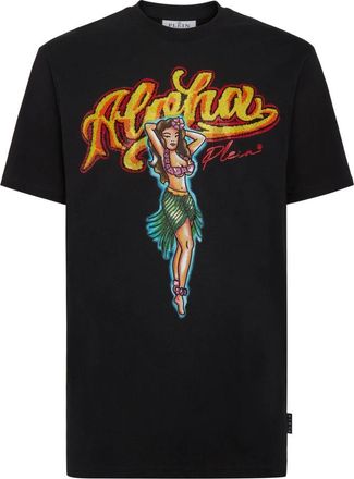 Philipp Plein T-Shirt Round Neck Hawaii - Heren - T-shirts - Zwart - 4XL - Katoen - Tops