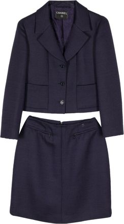 Chanel 2001 striped wool-blend skirt suit - women - Wool/Silk - One Size - Purple