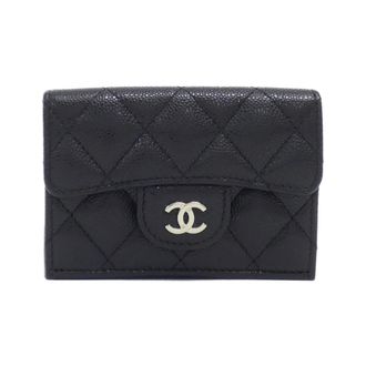 Chanel Black Grained Calfskin Wallet (Tri-Fold) (Pre-Owned)
