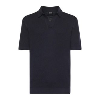 Ermenegildo Zegna Polo Shirts, male, Blue, Size: 3XL Colletto Polo Aperto