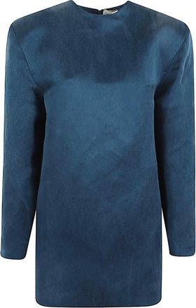 Saint Laurent Logo-detail Mini Jurk - Dames - Korte kleedjes - Blauw - S - Kleedjes