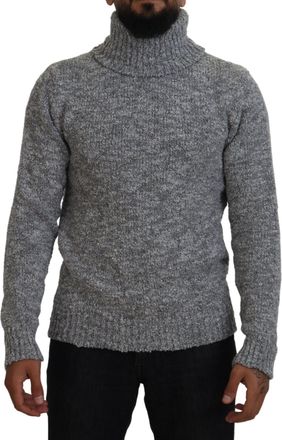 Dolce & Gabbana Gray Wool Knit Turtleneck Pullover Mens Sweater