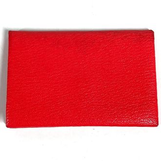 Herm&egrave;s Beige Red Color Chevre Leather Coin Purse/Coin Case (Pre-Owned)