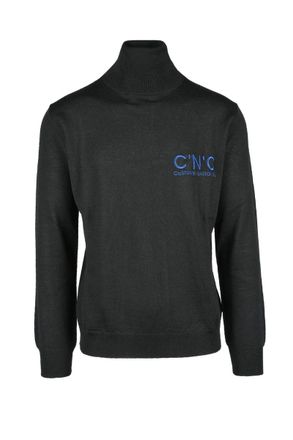Costume National Black High-Neck Virgin Wool-Blend Sweater
