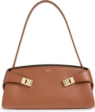 Ferragamo Hug Leather East/West Shoulder Bag in New Cognac T Di Moro at Nordstrom