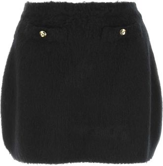 Miu Miu Black Stretch Wool Blend Mini Skirt