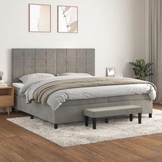 vidaXL Vidaxl - Cama Box Spring Con Colch&oacute;n Terciopelo Gris Claro 200x200 Cm