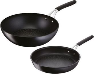 Lagostina Sart&eacute;n De 26 Cm + Wok De 28 Cm, Negro - 012165600102 - Lagostina