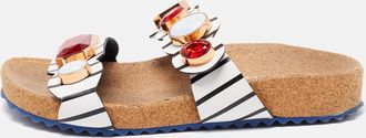 Sophia Webster Black/white Leather Becky Gem Nautical Sandals