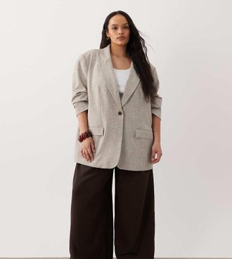 Asos Curve - Blazer sartoriale oversize color fungo-Marrone