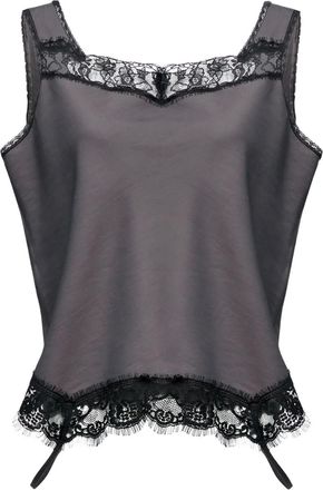 Maison Margiela Top con finiture in pizzo - Grigio