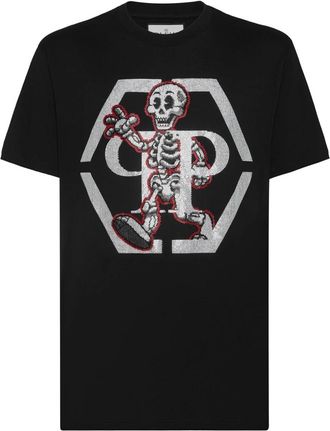 Philipp Plein T-Shirt Ronde Hals Skeleton - Heren - T-shirts - Zwart - 3XL - Katoen - Tops