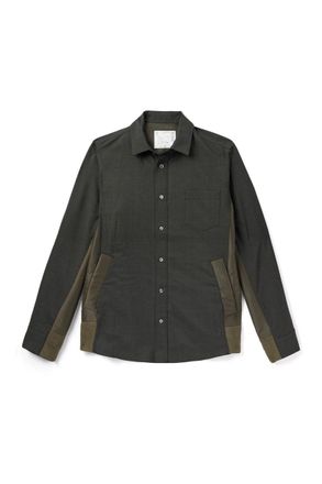 sacai Shell-Trimmed Prince of Wales Checked Wool Shirt