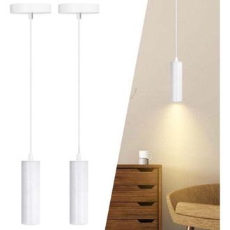 OEM L&aacute;mpara Colgante De Metal Blanco, L&aacute;mpara De Techo Cil&iacute;ndrica Moderna, Juego De 2, Bombilla No Incluida (gu10) - Crezuo
