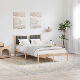 vidaXL Bed Frame with Headboard Dark Grey 120 x 190 cm Solid Pine Wood vidaXL