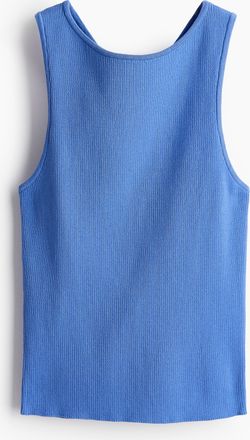 H&M Geripptes Tanktop mit gekreuzten Tr&auml;gern - Blue