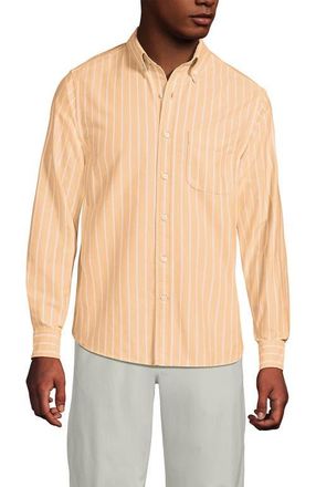 Lands End Traditional Fit Comfort-First Sail Rigger Oxford Shirt in Sweet Mango/white Stripe at Nordstrom, Size Xx-Large
