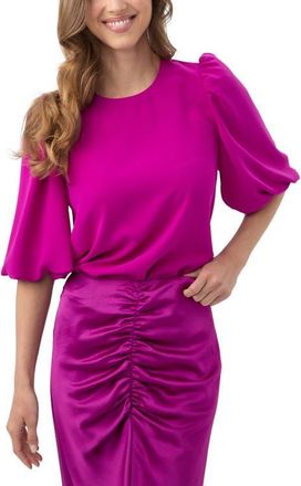 Trina Turk Magnolia Puff Sleeve Top in Geranium at Nordstrom, Size Xx-Large