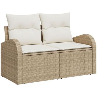 vidaXL Sof&aacute; De Jard&iacute;n Con Coj&iacute;n Beige 124 X 62 X 69cm Rat&aacute;n Sint&eacute;tico Vidaxl