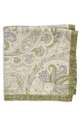 Nordstrom Paisley Silk Pocket Square in Green at Nordstrom