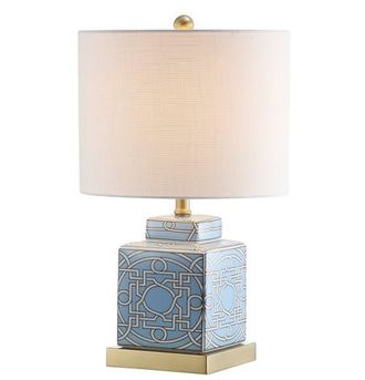 Jonathan Y Designs Catherine Ceramic/Metal Ginger Jar LED Table Lamp in Blue/white at Nordstrom