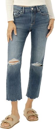 Silver Jeans Co Avery Curvy Distressed Crop Straight Leg Jeans in Synth at Nordstrom, Size 27 X 26