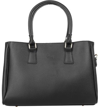 Cluty Henkeltasche CLUTY, Damen, Gr. B/H/T: 36cm x 26cm x 14cm onesize, schwarz, Leder, beschichtet, gl&auml;nzend, Taschen Henkeltasche, echt Leder, Made in Ita