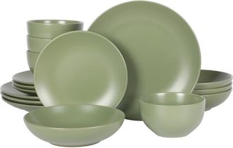 Gibson Home Queenslane Double Bowl Plates and Bowls Dinnerware Set in Green at Nordstrom