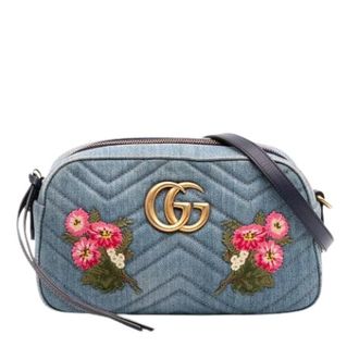 Gucci Pre-owned Cross Body Bags, female, Blue, Size: ONE SIZE Pre-owned Denim Crossbody Bag