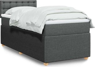 vidaXL Cama Box Spring Con Colch&oacute;n Tela Gris Oscuro 90x190 Cm Vidaxl