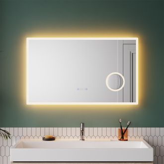Sonni Specchio Da Bagno Antiappannamento Con Luce Led A 3 Colori E Ingrandimento 3x Interruttore A Sfioramento Con Funzione Di Memoria Display Orologio A Sp