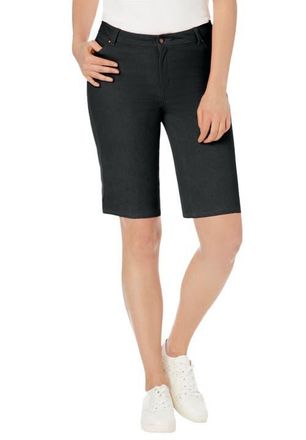 Jessica London True Fit Stretch Denim Bermuda Short in Black at Nordstrom, Size 12