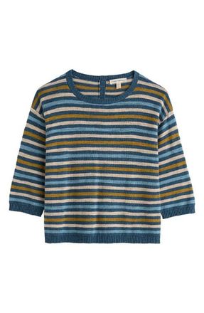 Seasalt Cornwall Knavock Stripe Organic Cotton & Linen Sweater in Mini Cornish Dusk at Nordstrom, Size 14 Us