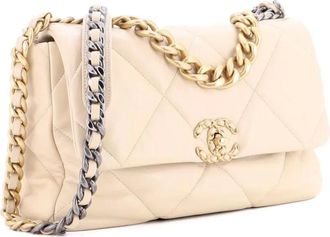 Chanel 19 Flap Bag Quilted Leather Large crossbody bag - Beige