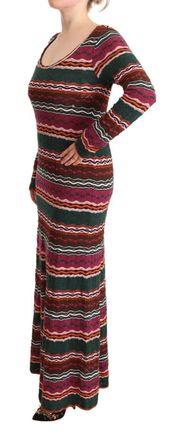 Missoni Womens Multicolor Stripe Wool Knitted Maxi Sheath Dress