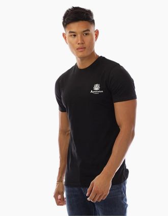 Aquascutum Mens Regular Fit Logo Print Crew Neck T-Shirt - Black/Multi - Size: 2X large