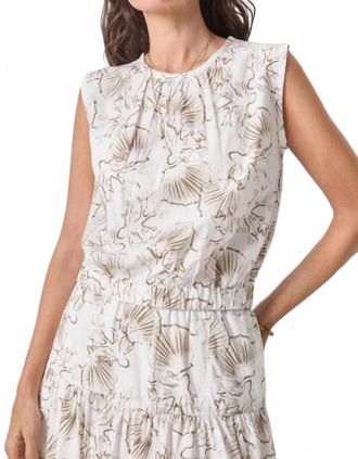 Lilla P Poplin Crewneck Shell Top In Fern Print