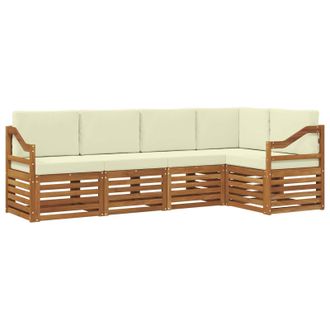 vidaXL Conjunto De Sof&aacute; Seccional Con Coj&iacute;n 5 Pcs Natural Y Crema Vidaxl