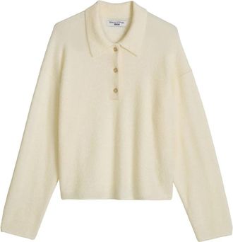Marc O'Polo Gebreid Poloshirt - Dames - Ronde hals truien - Beige - S - Truien & Vesten