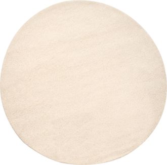 Beliani Alfombra Redonda De Lana Alfombra Decorativa Tejida A Mano 140 Cm Blanco Crema Vasco