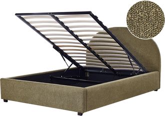 Beliani Cama Con Almacenaje De Poli&eacute;ster Verde Oliva 140 X 200 Cm Otomana Vaucluse