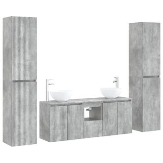vidaXL Juego De Muebles De Ba&ntilde;o 5 Uds. Gris Hormig&oacute;n Vidaxl