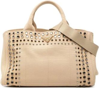 Prada Pre-owned Handbags, female, Beige, Size: ONE SIZE Pre-owned Vintage Canvas Handbag