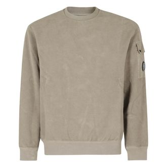C.P. Company Felpa girocollo in pile diagonale spazzolato - - Sweatshirts & Hoodies - Uomo - Beige - M