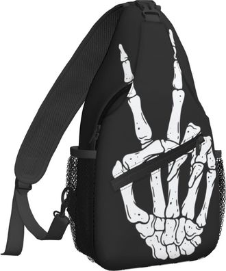 Generic Skeleton Hand Peace Sling Bag Breathable Cross Body Bag With Zipper Fanny Pack For Women Casual Cycling
