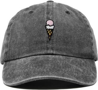 Dalix Double Scoop Embroidered Cap in Washed Black at Nordstrom